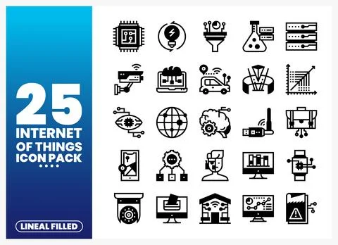 Internet of Things icons tech. connectivity. devices. and data flow. Divers.. Stock Illustration