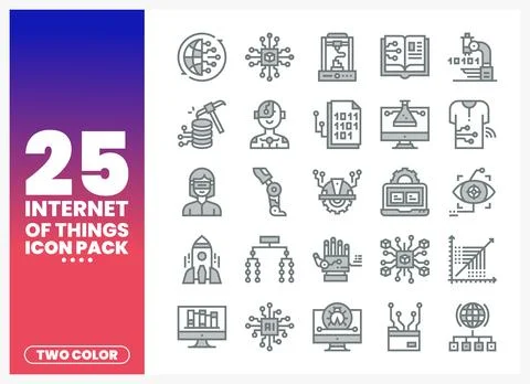 Internet of Things Icons. Technology Concept. AI. Robotics Stock Illustration