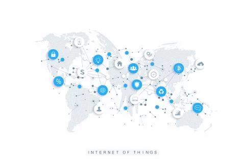 Internet of things IoT and network connection concept design vector. Social Stock Illustration