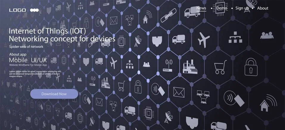 Internet of things (IoT) and networking concept for connected devices Stock Illustration