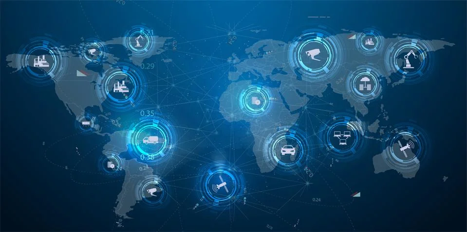 Internet of things IoT and networking concept for connected devices. Spider web Stock Illustration