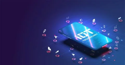 Internet of things IoT and networking concept for connected devices. Smartphone Stock Illustration