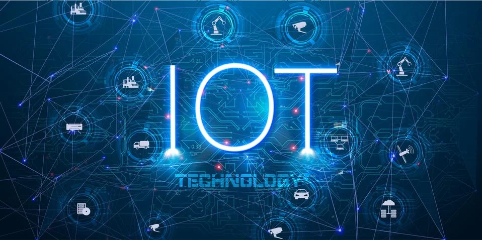 Internet of things IoT and networking concept for connected devices. Spider web Stock Illustration