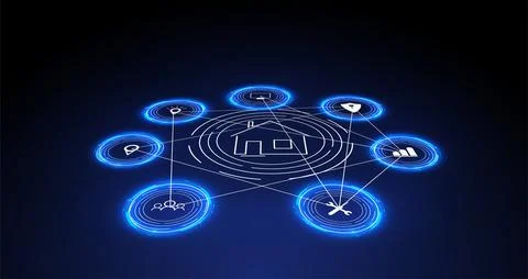 Internet of things IoT and networking concept for connected devices Stock Illustration