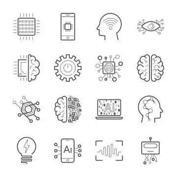 Internet of Things IOT , Artificial Intelligence AI , Innovative Smart Cyber Stock-Illustration