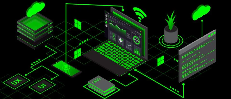 Internet of things (IOT) banner. Everything connectivity device concept netwo 스톡 일러스트