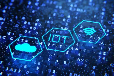 Internet of things IOT concept, devices and network connection concepts. 3d r Stock Illustration