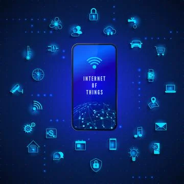 Internet of Things. IOT concept. Global network technology Internet control a Stock Illustration