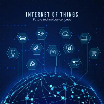 Internet of things. IOT concept. Global network connection. Monitoring and co Stock Illustration