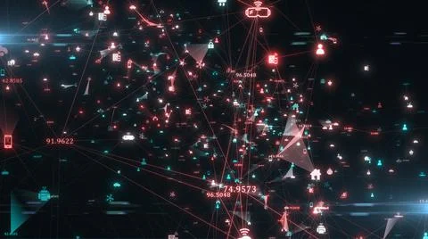 Internet of things IoT connectivity of physical devices and objects - render  Stock Illustration