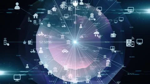 Internet of things IoT connectivity of physical devices and objects - render  イラスト素材