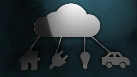 Internet of things IoT fintech cloud computing information technology network  Stockillustratie