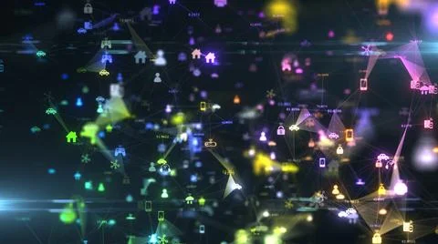 Internet of things IoT fintech cloud computing information technology network Stock Illustration