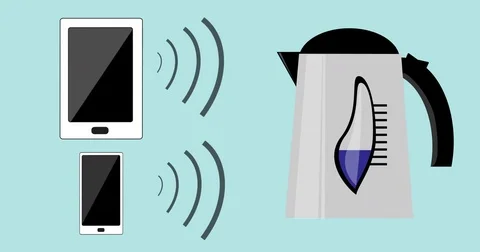 Internet of Things IOT – household control WiFi of Kettle. Stock Footage 75165617