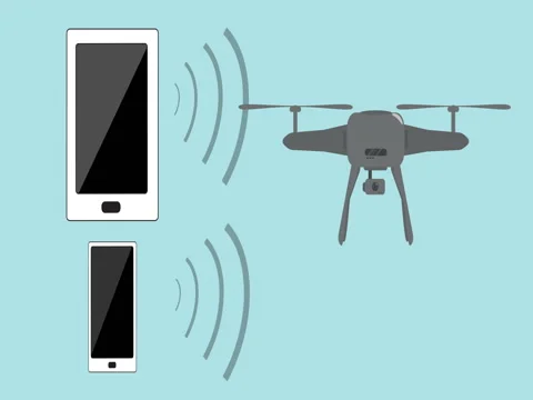 Internet of Things IOT – household control WiFi of Black Air drone. Stock Footage 76249530