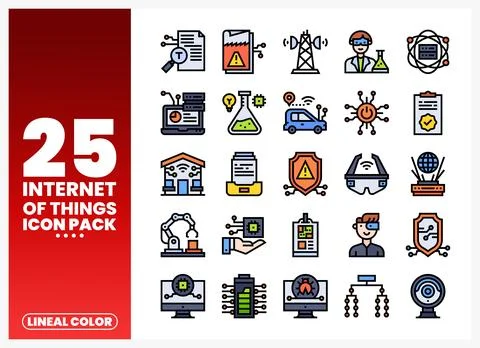 Internet of Things (IoT) icon collection showcasing smart devices and techn.. Stock Illustration