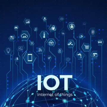 Internet of things. IOT icons concept. Global network connection. Monitoring  Stock Illustration
