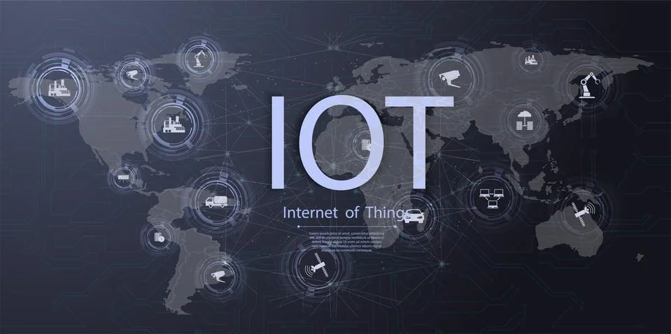 Internet of things IOT ICT icon innovation technology concept. Networking Stock Illustration