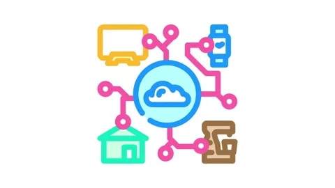 Internet of things iot industry 5 color icon animation Stock Footage 327259518