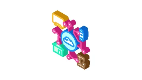 Internet of things iot industry 5 isometric icon animation Stock Footage 327280398