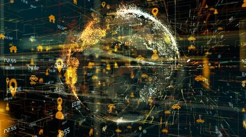 Internet of things IOT mobile data network connectivity information tech Ilustración de archivo