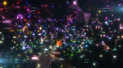 Internet of things IOT mobile data network connectivity conceptual  - render  Illustrazione stock