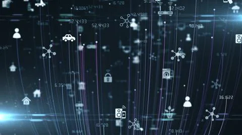 Internet of things IOT mobile data network connectivity conceptual 3D render Illustrazione stock