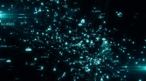 Internet of things IOT mobile data network connectivity conceptual  - render  Illustrazione stock