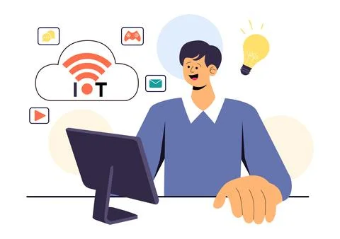 Internet of Things IoT Vector Illustration featuring Technology, Smart Conn.. 스톡 일러스트