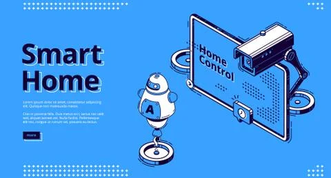 Internet of things isometric web banner, iot. Illustrazione stock