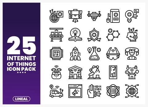 Internet of Things Line Icons in a Collection Stock Illustration