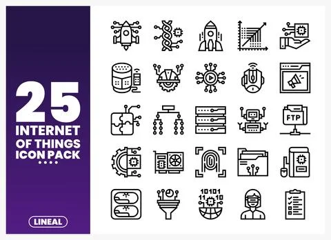 Internet of Things Line Icons Set Stock Illustration