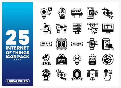 Internet of Things Lineal Filled Icons Illustrazione stock
