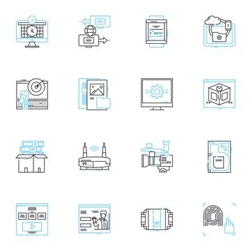 Internet of things linear icons set. Connectivity, Sensors, Automation 스톡 일러스트
