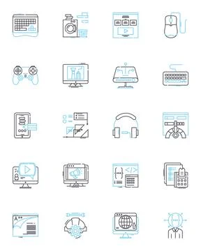 Internet of things linear icons set. Connectivity, Sensors, Automation Stock Illustration