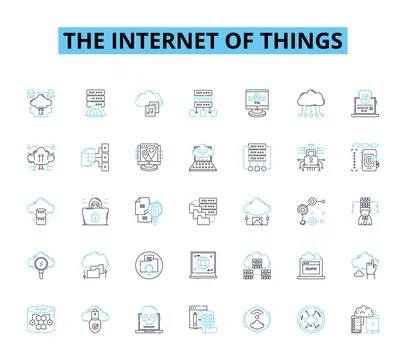 The Internet of Things linear icons set. Connected, Automation, Smart, Cloud Stock Illustration