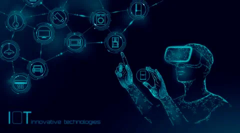 Internet of things modern operation by vr glasses innovation technology conce イラスト素材