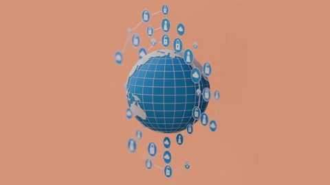 Internet of Things motion design globe concept on peach background Stock Footage 264904541
