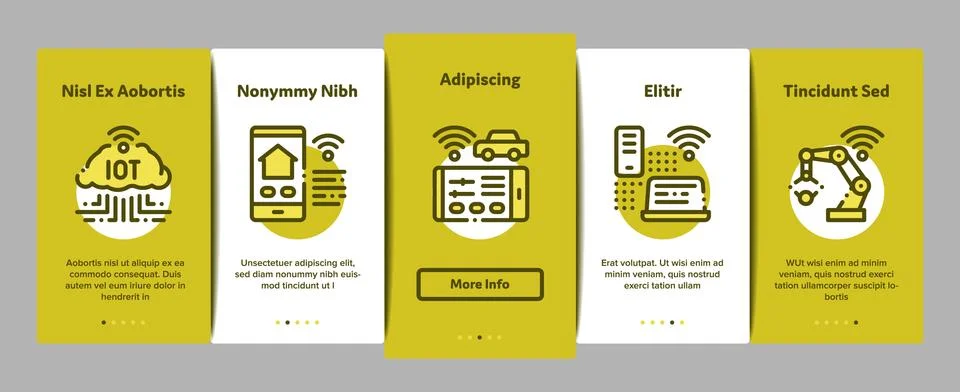 Internet Of Things Onboarding Elements Icons Set Vector 스톡 일러스트