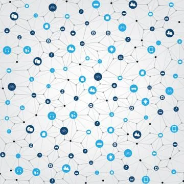 Internet of Things or Cloud Computing Design Concept with Connected Icons 스톡 일러스트