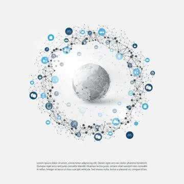 Internet of Things or Cloud Computing Design Concept with Icons Illustrazione stock