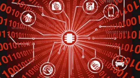 Internet of things with red data stream Stock Illustration