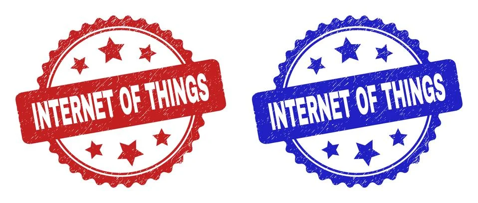 INTERNET OF THINGS Rosette Seals Using Grunge Texture Stock Illustration