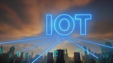 Internet of things. shortly iot. Digital technologies connected over one net Video stock 258810829