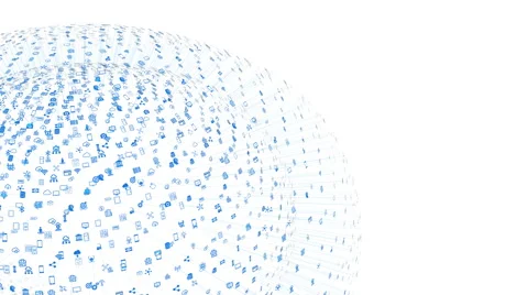 Internet of things slow motion a lot of connections between things, cloud techno Stock Footage 68379714