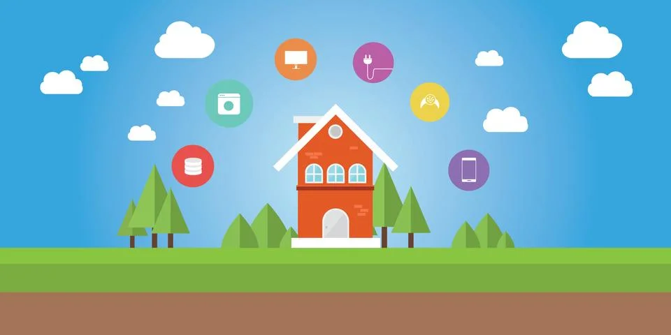 Internet of things smart house Stock Illustration