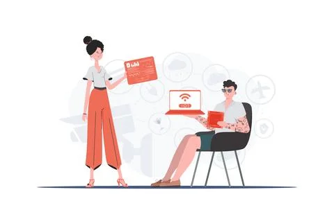 Internet of Things Team. IoT concept. Good for presentations and websites. Ve Stock Illustration