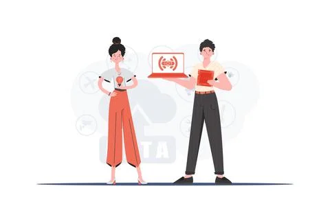 Internet of Things Team. IoT concept. Good for presentations and websites. Ve Stock Illustration