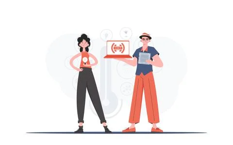 Internet of Things Team. IoT concept. Good for presentations and websites. Tr Stock Illustration