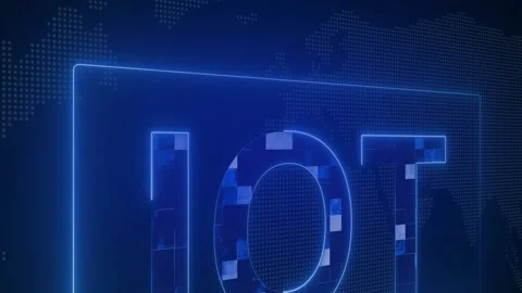 Internet of things technology animation displays blue IoT text lines. Thing.. Stock Footage 341129642